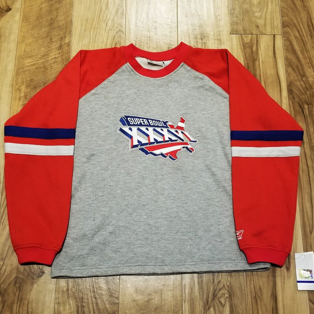NWT Vintage Reebok Super Bowl XXXVI Sweatshirt L Fits Men S Nfl Patriots Rams